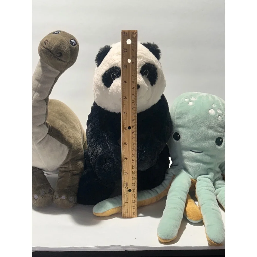 3 IKEA Plush Lot KRAMIG Panda JATTELIK Dinosaur BLAVINGAD Octopus (No Light)